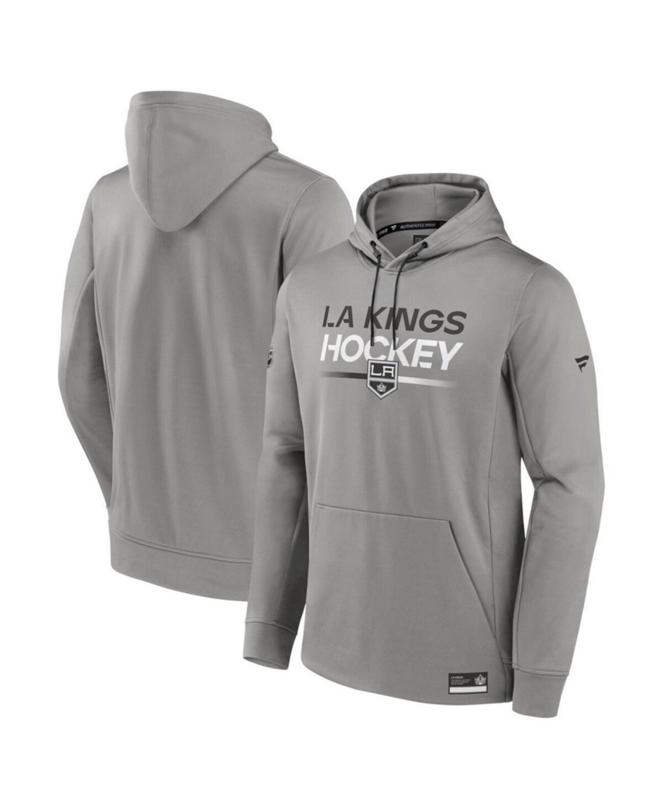 Мужской серый пуловер с капюшоном Los Angeles Kings Authentic Pro Fanatics