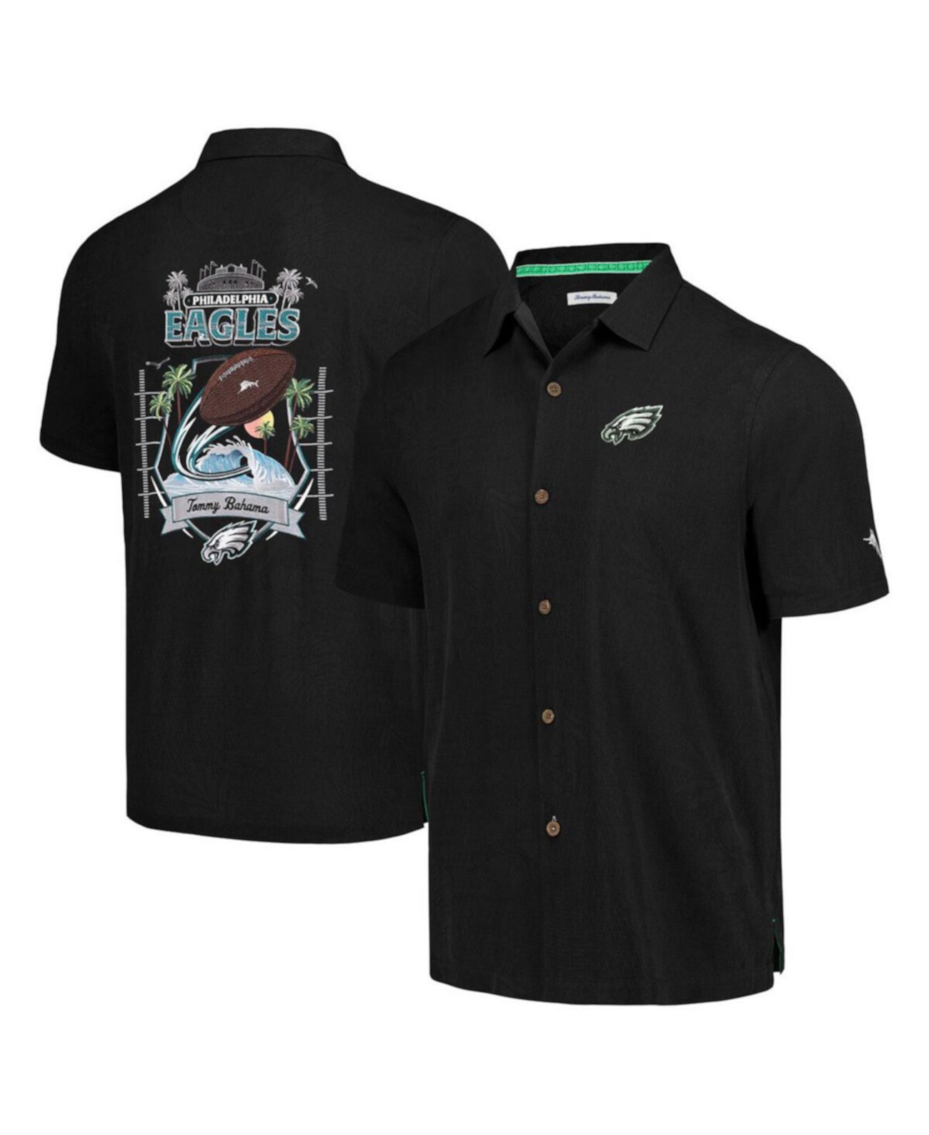 Мужская черная рубашка на пуговицах Philadelphia Eagles Tidal Kickoff Camp Tommy Bahama