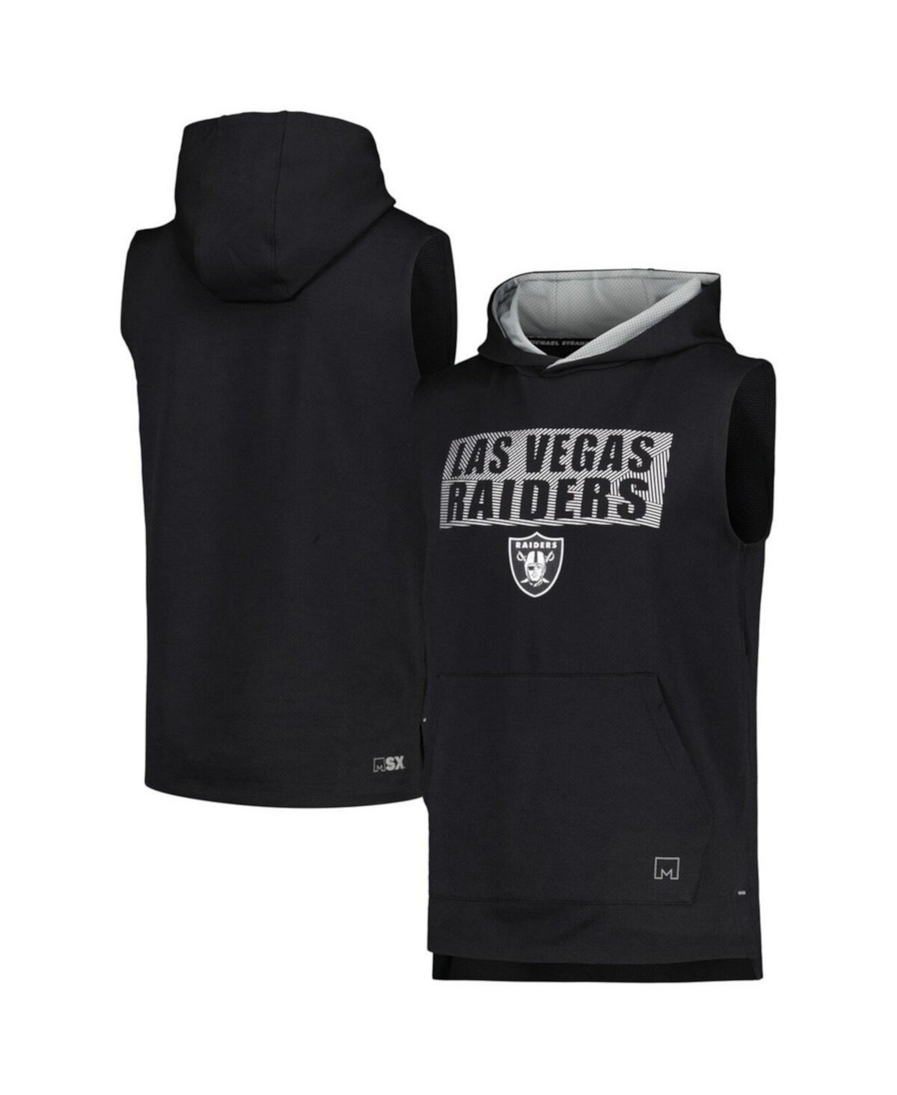 Мужской черный пуловер с капюшоном без рукавов Las Vegas Raiders Marathon MSX by Michael Strahan