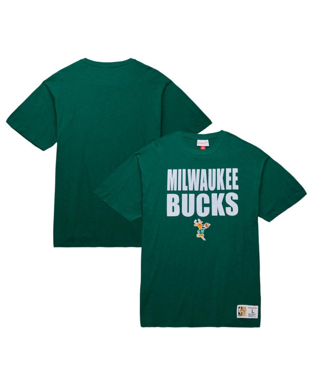 Мужская зеленая рваная футболка Hunter Milwaukee Bucks Hardwood Classics Legendary Slub Mitchell & Ness