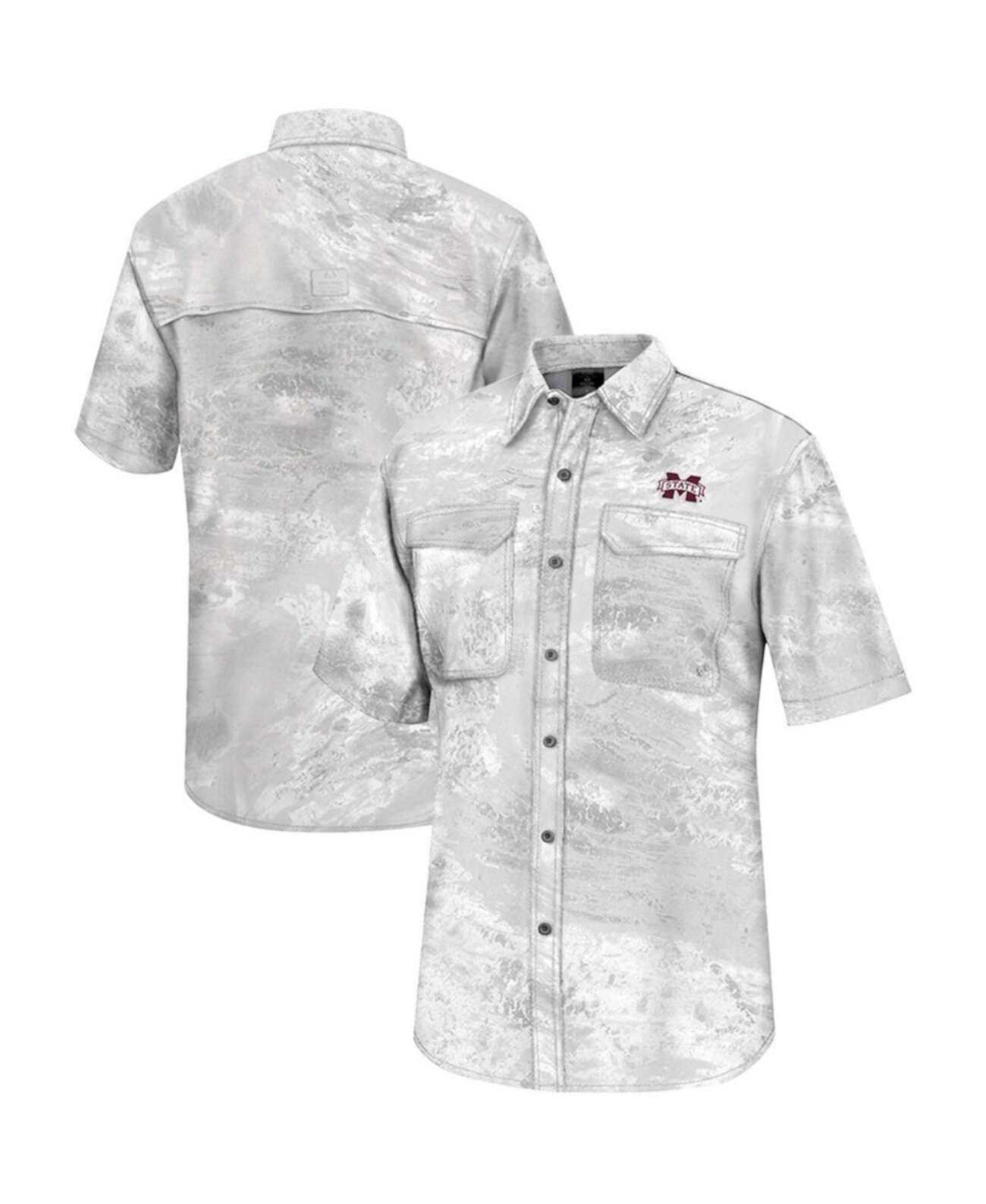 Мужская белая рубашка для рыбалки на всех пуговицах с изображением настоящего дерева Aspect Charter Mississippi State Bulldogs Colosseum
