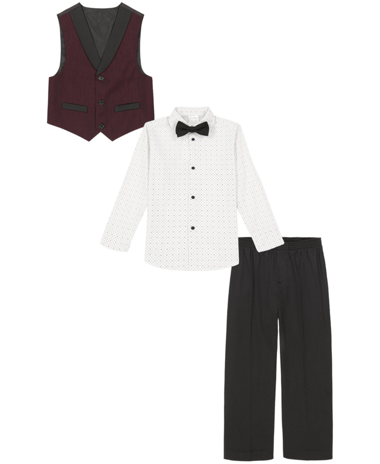 Вельветовый жилет в полоску для мальчиков, брюки, классическая рубашка и галстук-бабочка, комплект из 4 предметов Calvin Klein