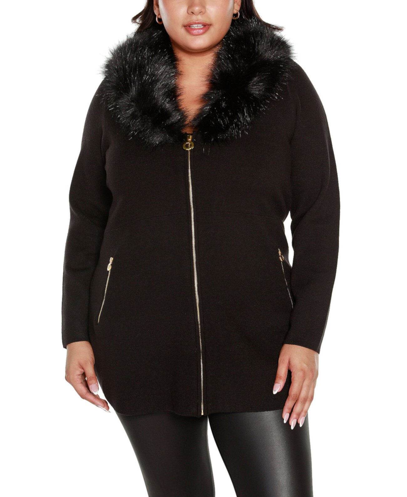 Женский Кардиган Belldini Black Label Plus Size с Искусственным Мехом Belldini