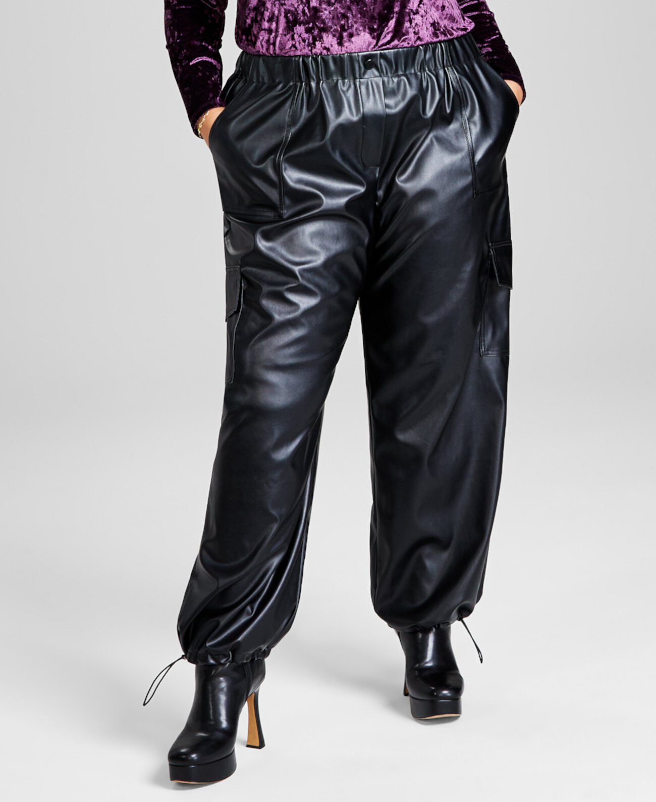 Модные широкие брюки-карго из искусственной кожи больших размеров And Now This