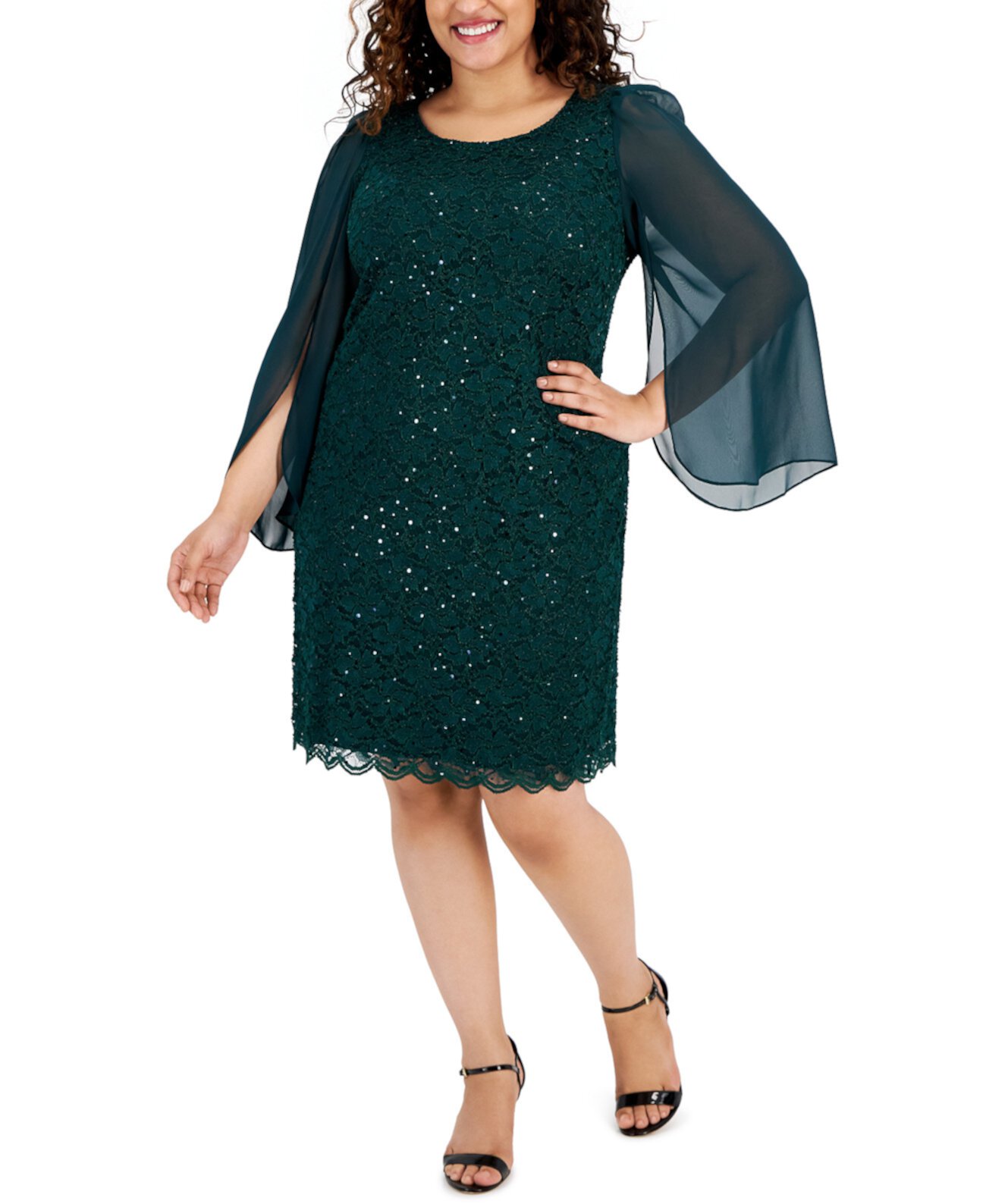 Кружевное платье-футляр больших размеров с пайетками Connected