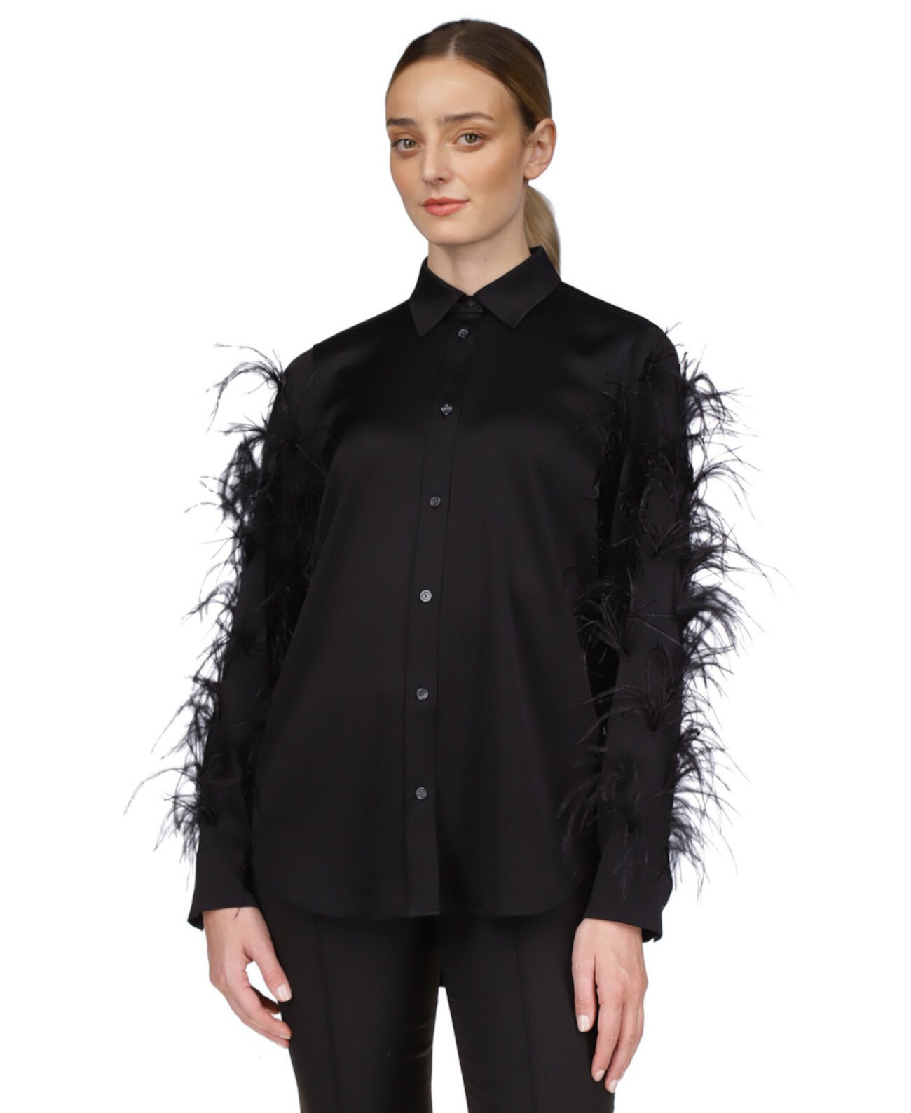 Женская атласная блузка с перьями Michael Kors