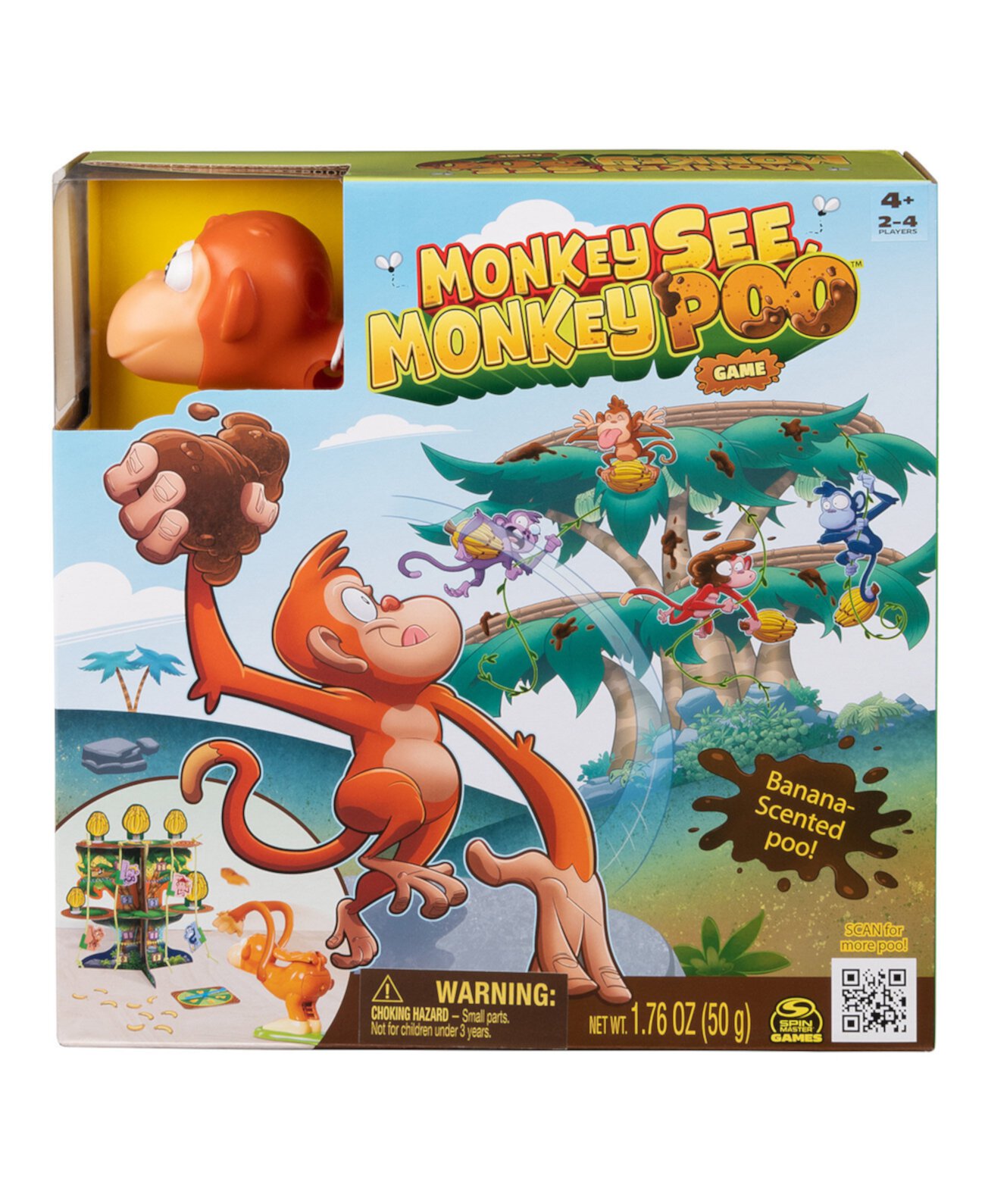 Spin Master Games Игра Monkey See Monkey Poo для детей с искусственными  какашками с ароматом банана, веселые игры, сенсорные игрушки, семейные  игры, ...