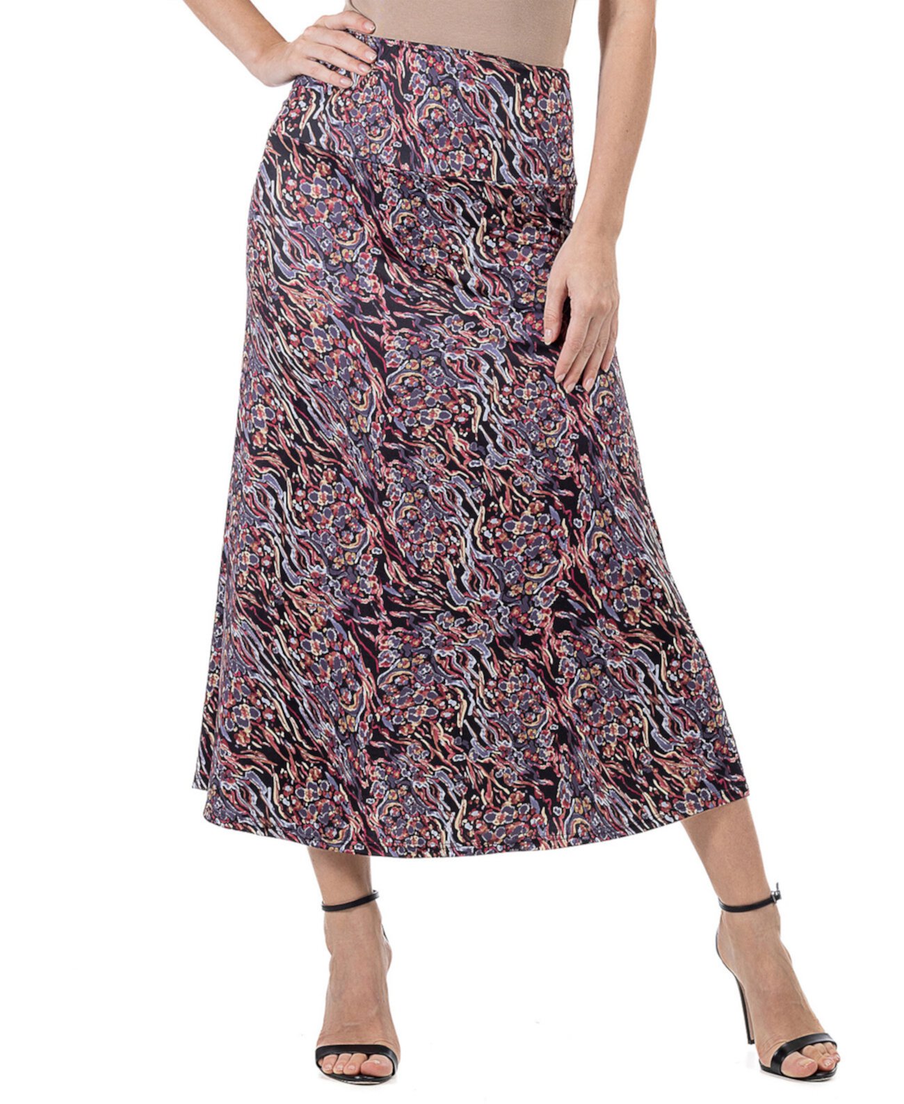 Женская макси-юбка трапециевидного силуэта с абстрактным цветочным принтом 24Seven Comfort