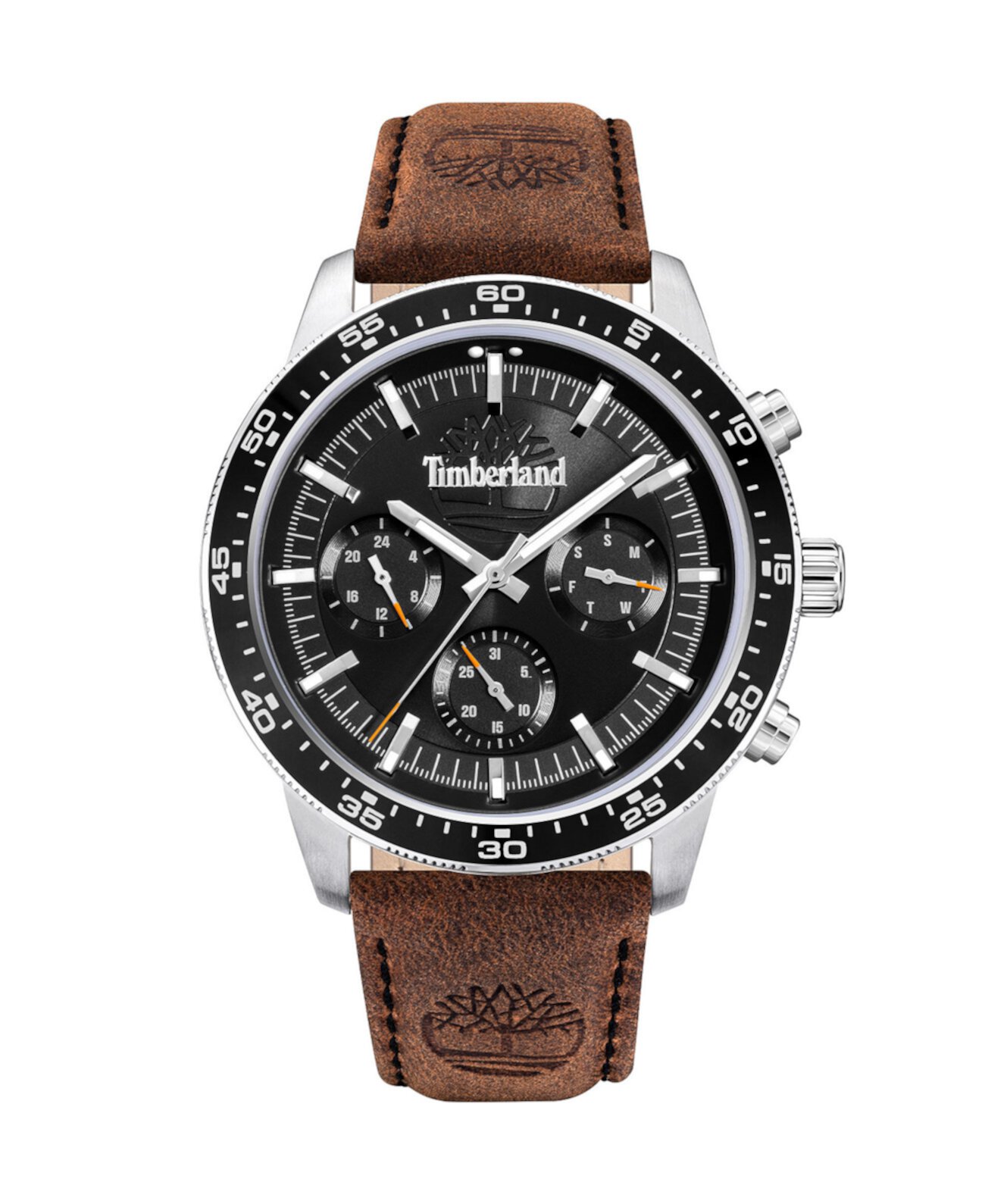 Мужские кварцевые часы из натуральной кожи с темно-коричневым ремешком, 44 мм Timberland