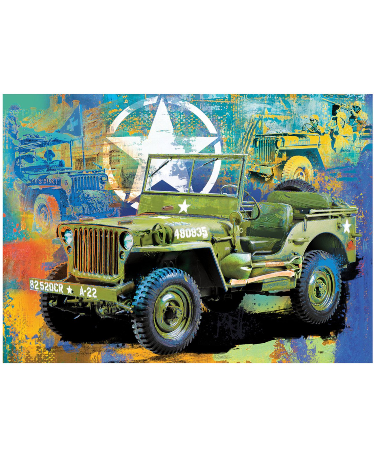 Eurographics Incorporated - коллекционная жестяная головоломка в форме армейского грузовика Jeep, 550 деталей University Games