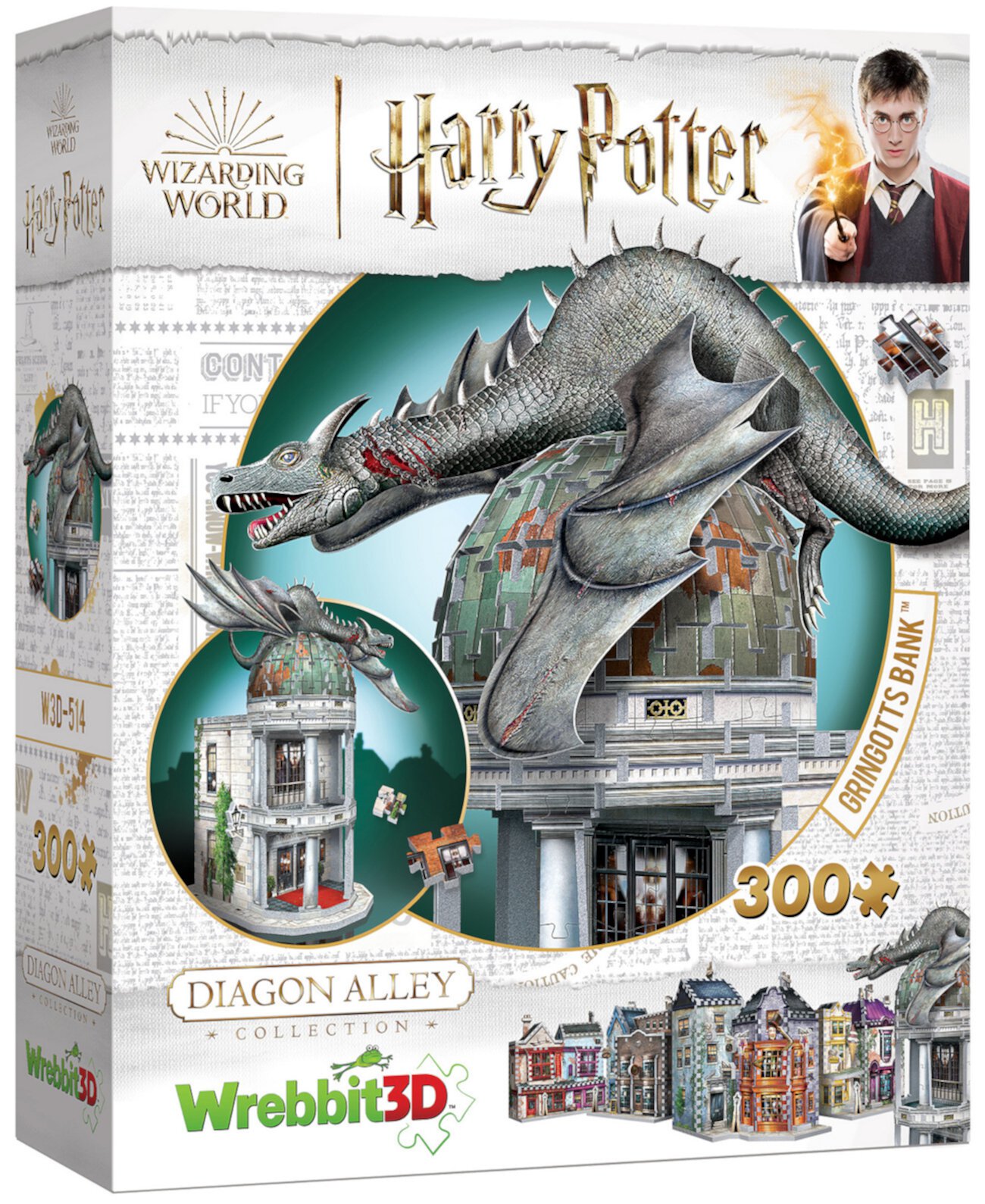 Wrebbit Harry Potter Diagon Alley Collection 3D-пазл банка Гринготтс, 300 деталей University Games
