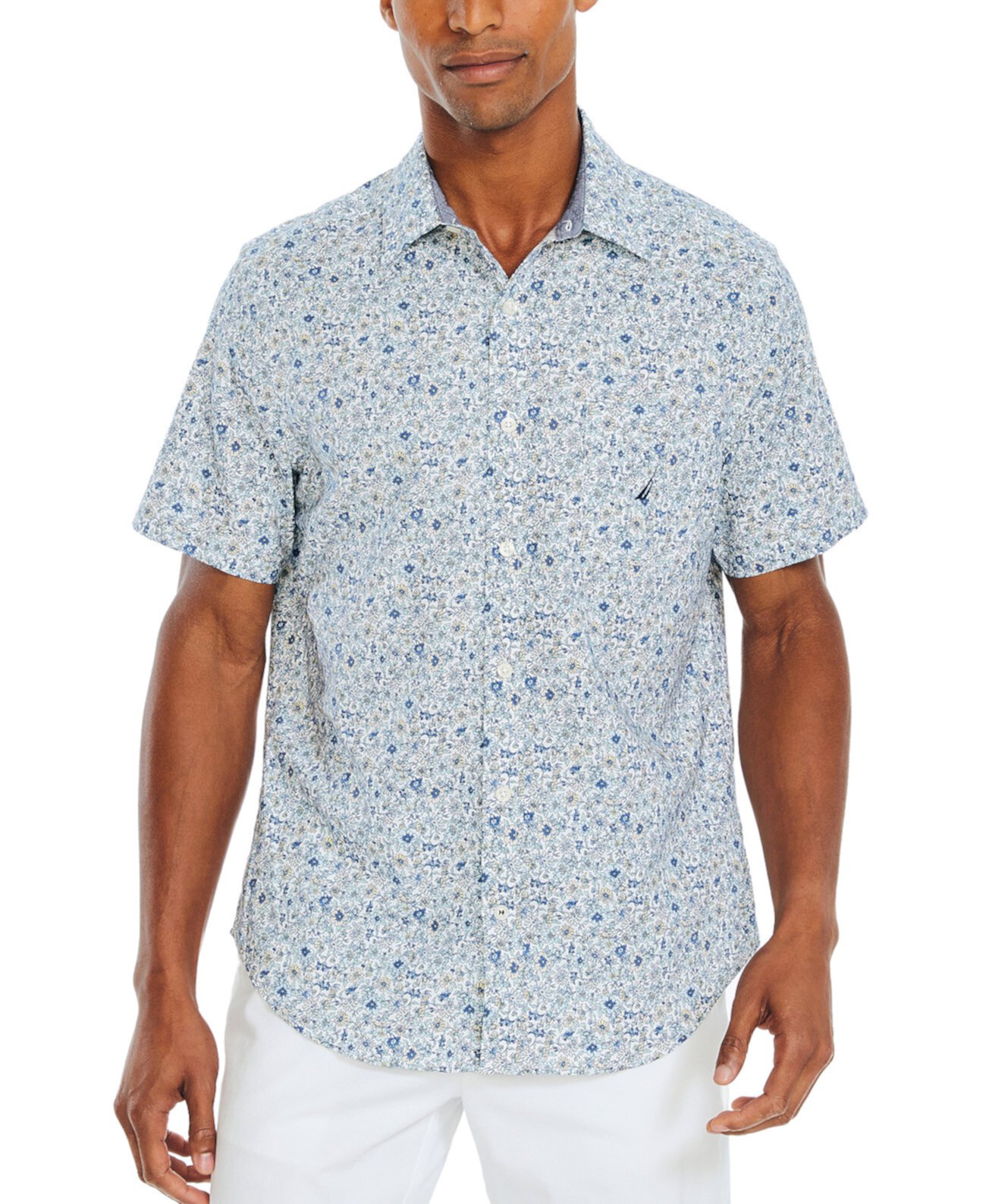 Мужская рубашка на пуговицах с короткими рукавами и цветочным принтом Nautica