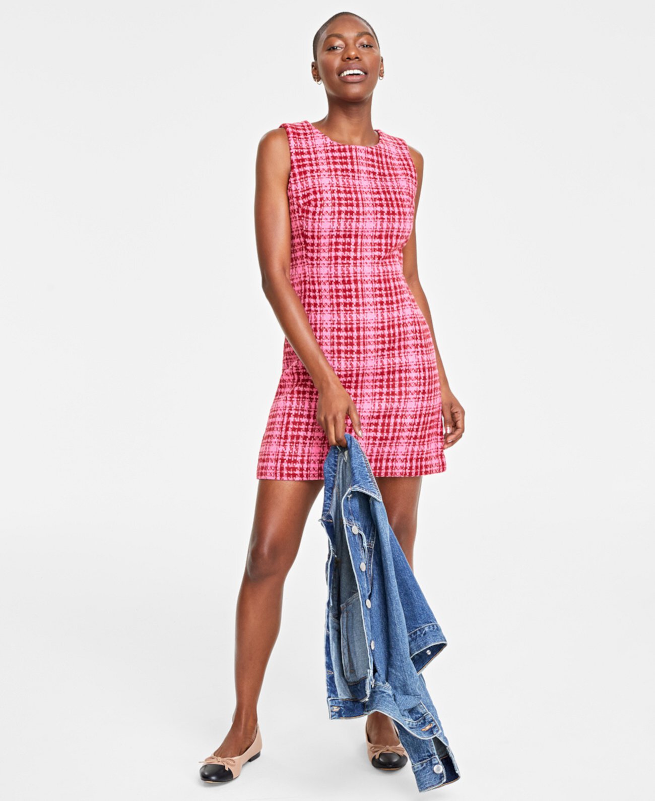 Женское твидовое мини-платье-футляр, созданное для Macy's On 34th
