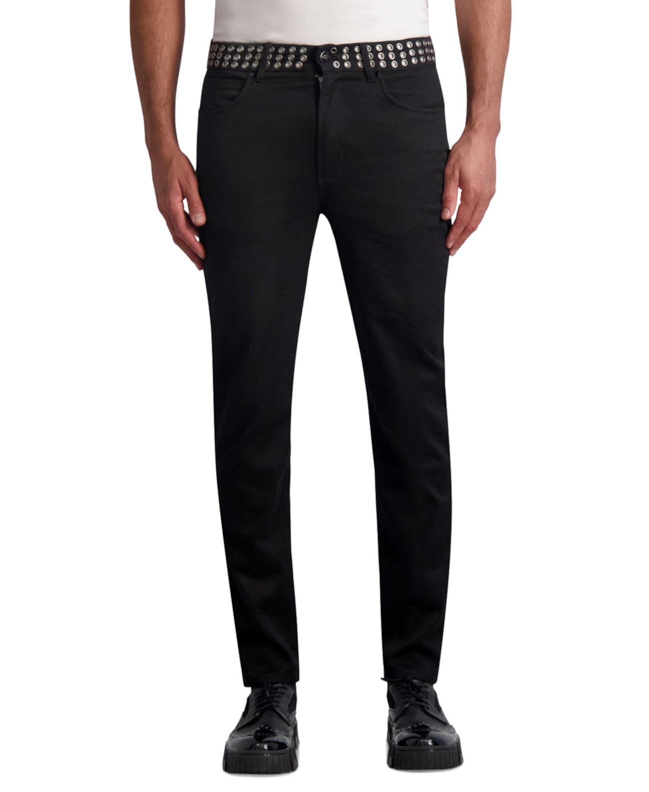 Мужские зауженные черные джинсы с заклепками Karl Lagerfeld Paris