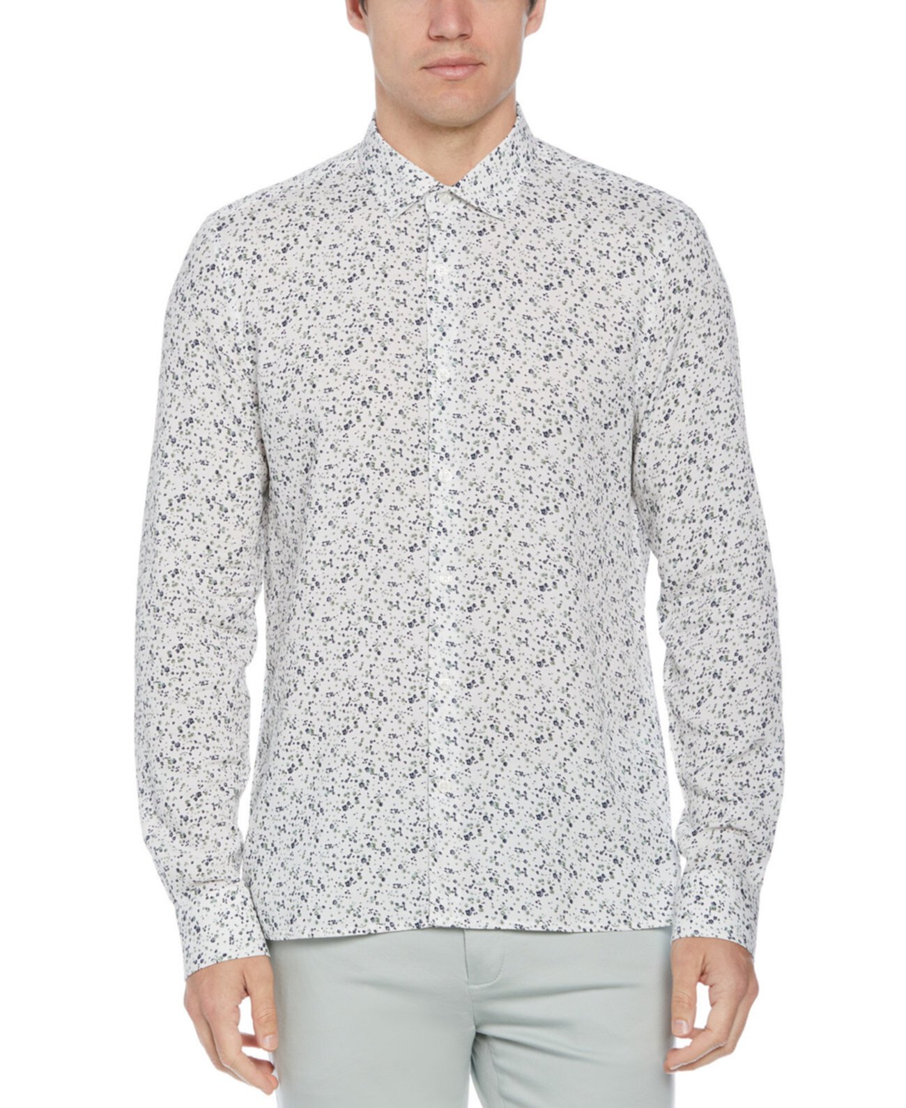 Men's Soft Ditsy Floral-Print Shirt Perry Ellis