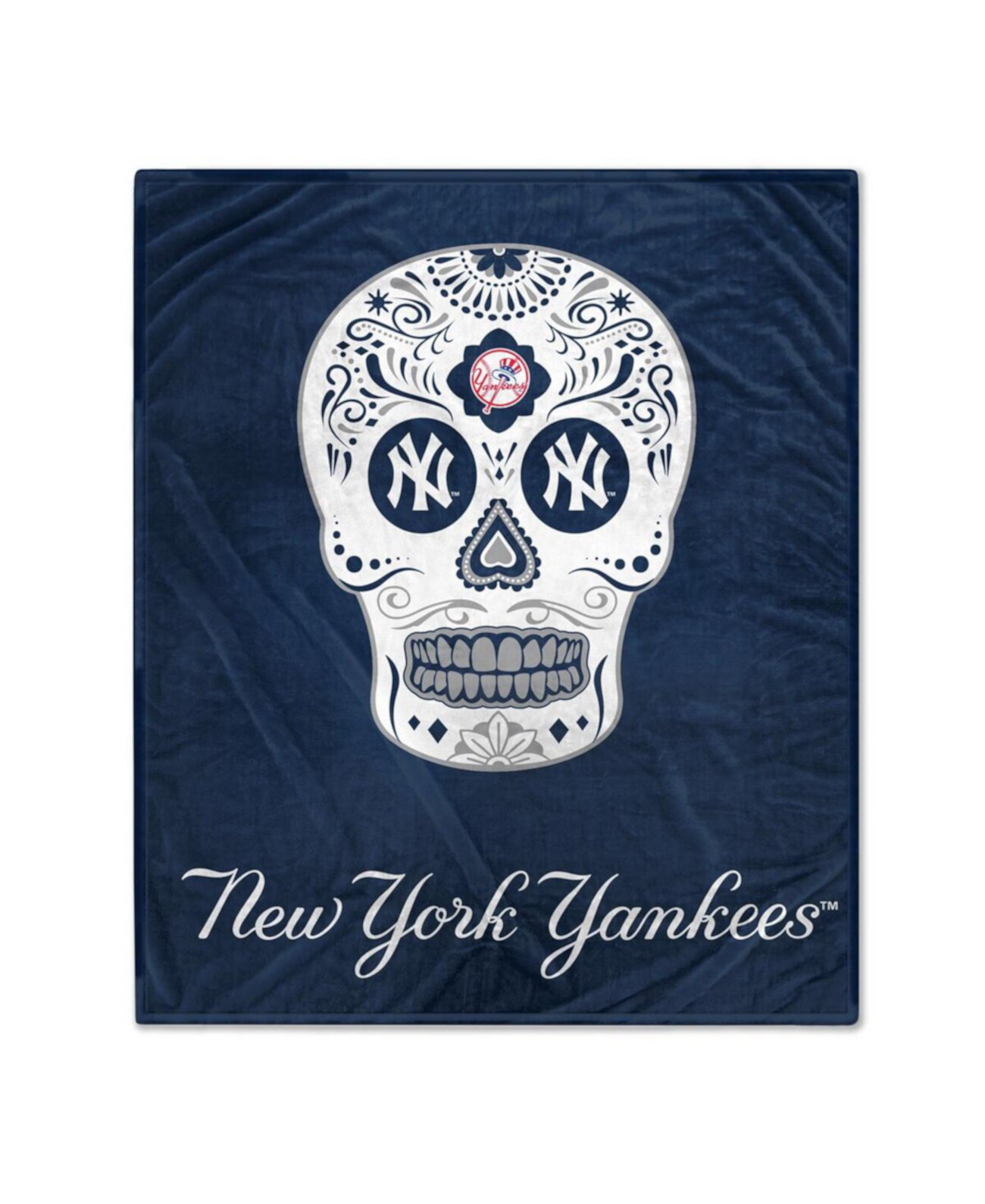 Флисовое одеяло New York Yankees размером 60 x 70 дюймов с сахарным черепом Pegasus Home Fashions