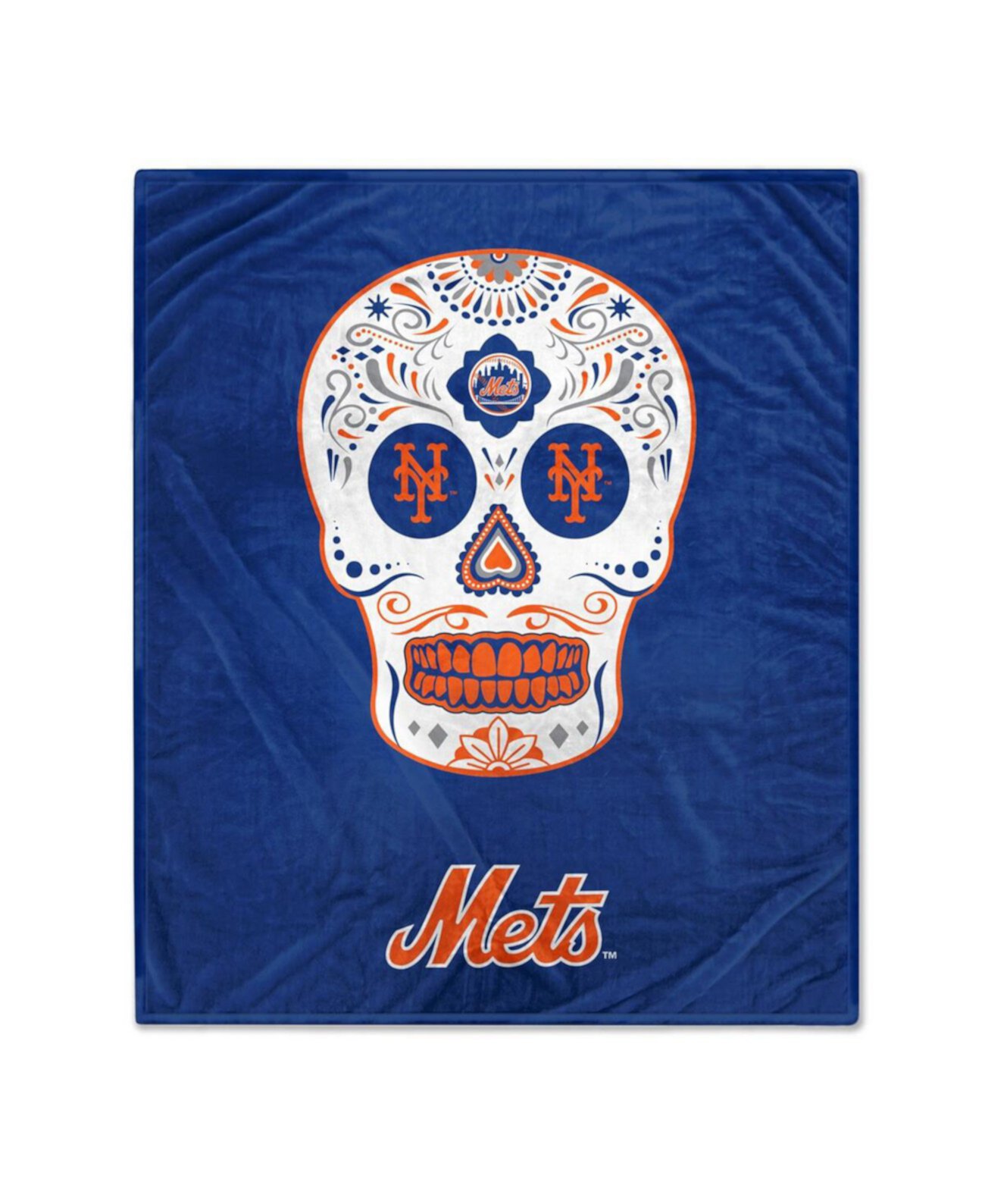 Флисовое одеяло New York Mets с изображением сахарного черепа размером 60 x 70 дюймов Pegasus Home Fashions