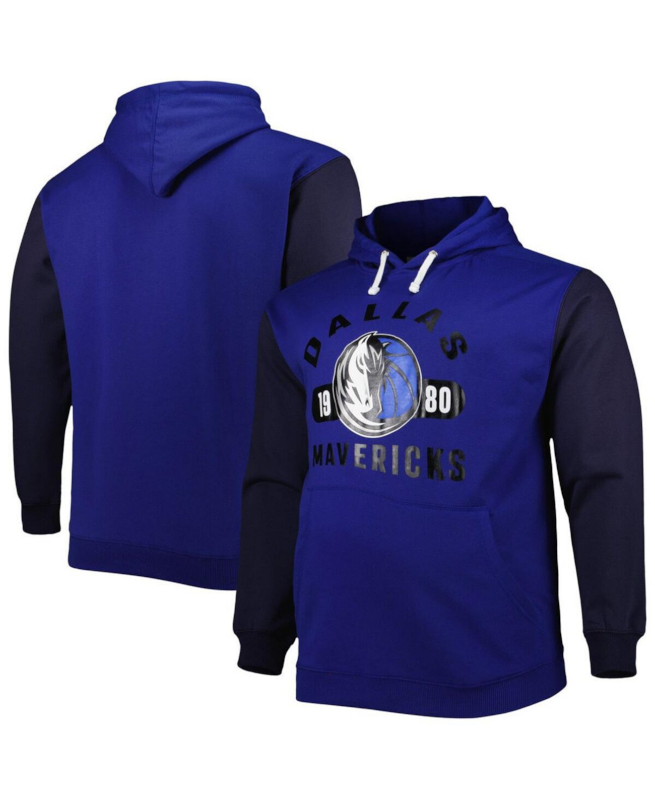 Мужской синий, темно-синий пуловер с капюшоном Dallas Mavericks Big and Tall Bold Attack Fanatics