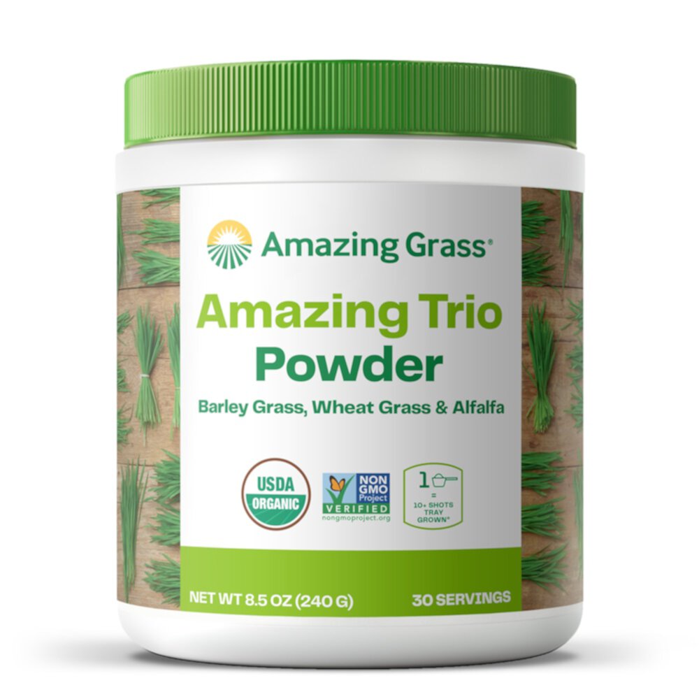 Amazing Trio Powder, порошок травы ячменя, пшеницы и люцерны, 30 порций Amazing Grass