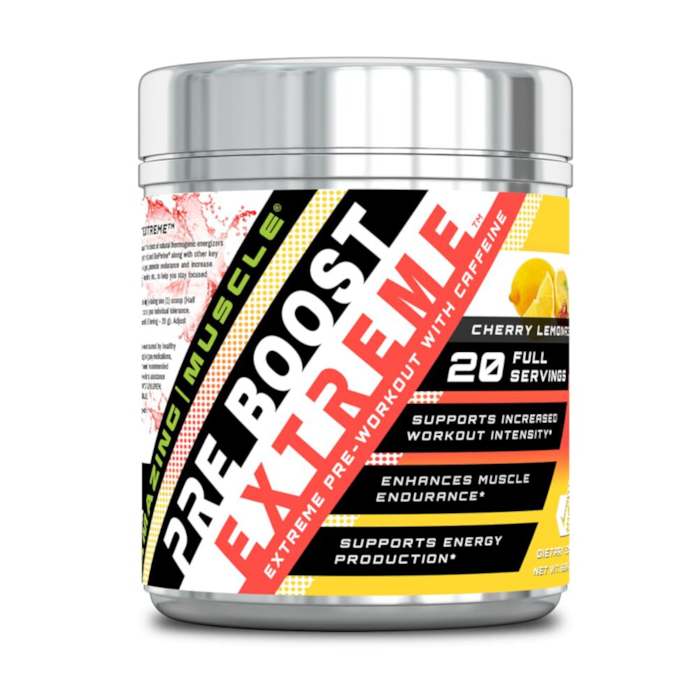 Pre Boost Extreme — предтренировочный комплекс с кофеином, вишневый лимонад, 20 порций Amazing Muscle