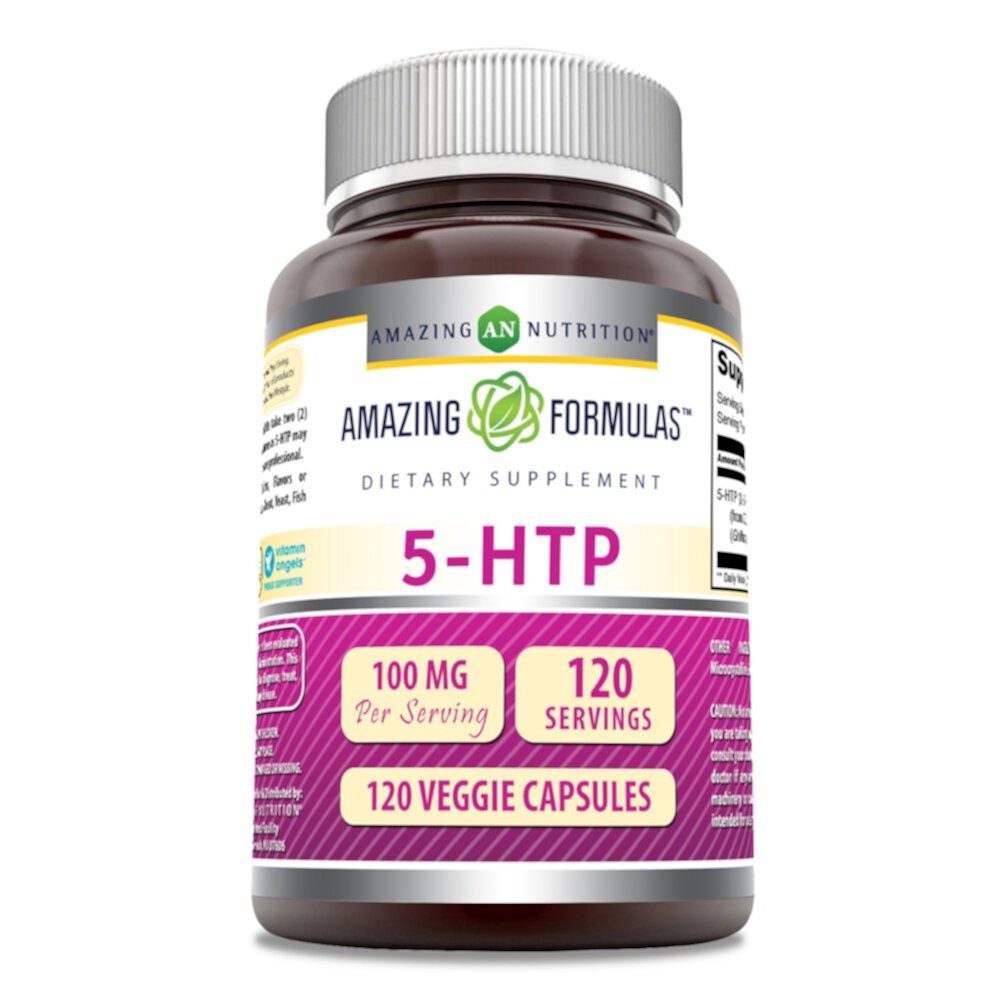 5-HTP — 100 мг — 120 растительных капсул Amazing Nutrition