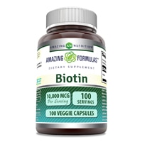 Amazing Formulas Biotin -- 10000 mcg - 100 Veggie Capsules (Капсулы на растительной основе) Amazing Nutrition