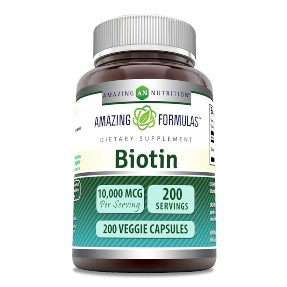 Биотин Amazing Formulas — 10000 мкг — 200 растительных капсул Amazing Nutrition