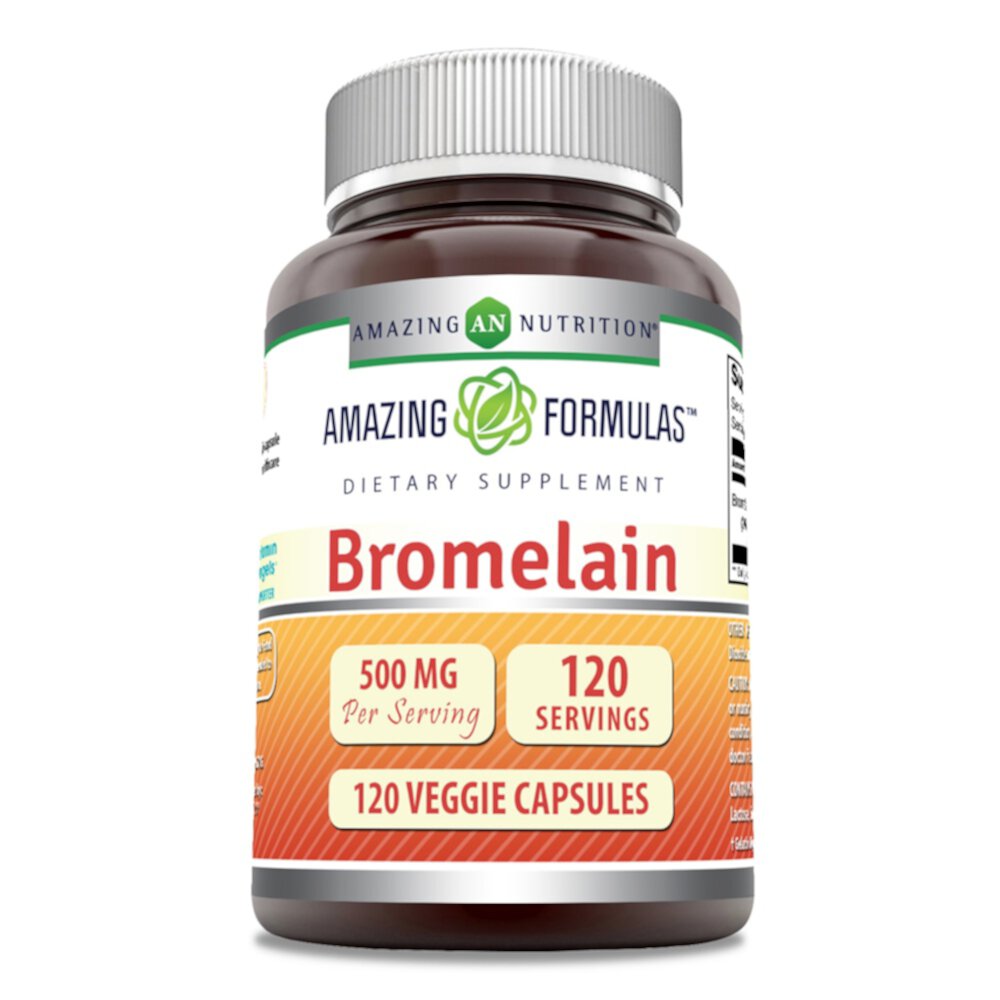 Amazing Formulas Бромелайн, 500 мг, 120 растительных капсул Amazing Nutrition