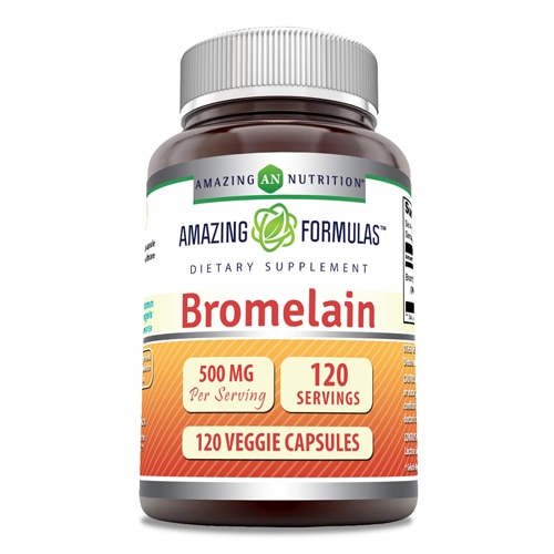 Amazing Formulas Бромелайн, 500 мг, 120 растительных капсул Amazing Nutrition