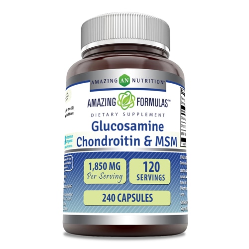 Amazing Formulas Глюкозамин, Хондроитин и МСМ, 1850 мг, 240 капсул Amazing Nutrition