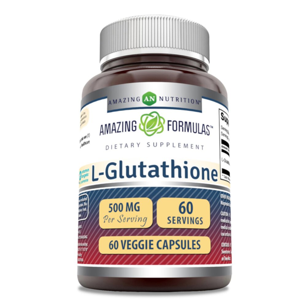 Amazing Formulas L-Glutathione -- 500 mg - 60 Veggie Capsules (Капсулы на растительной основе) Amazing Nutrition