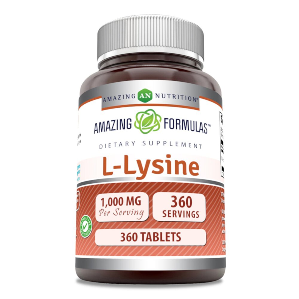 Amazing Formulas L-лизин, 1000 мг, 360 таблеток Amazing Nutrition