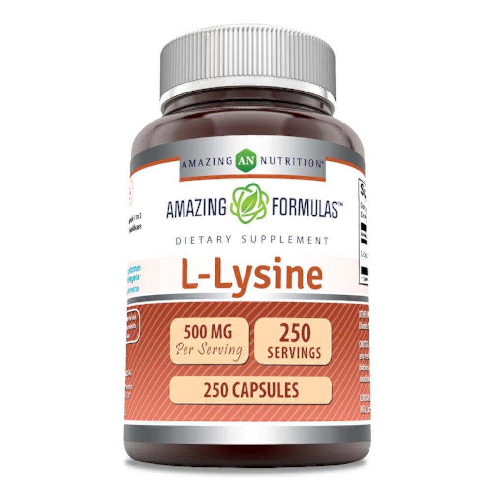 Amazing Formulas L-лизин, 500 мг, 250 капсул Amazing Nutrition