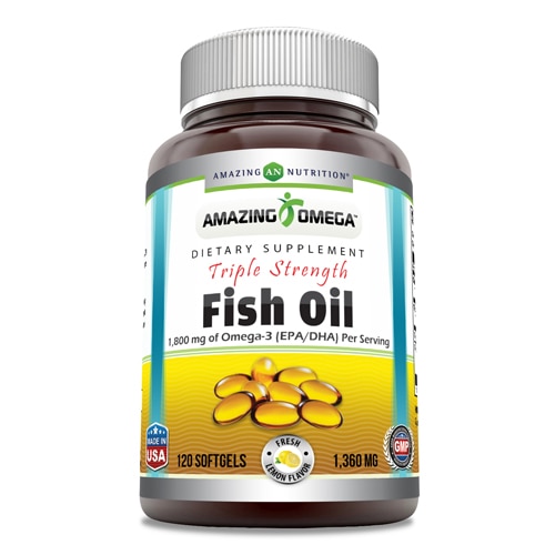 Amazing Omega - Triple Strength Fish Oil Lemon -- 1360 mg - 120 Softgels (Мягкие капсулы) Amazing Nutrition