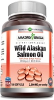 Омега-3 из дикого аляскинского лосося - 2000 мг - 180 мягких капсул - Amazing Nutrition Amazing Nutrition
