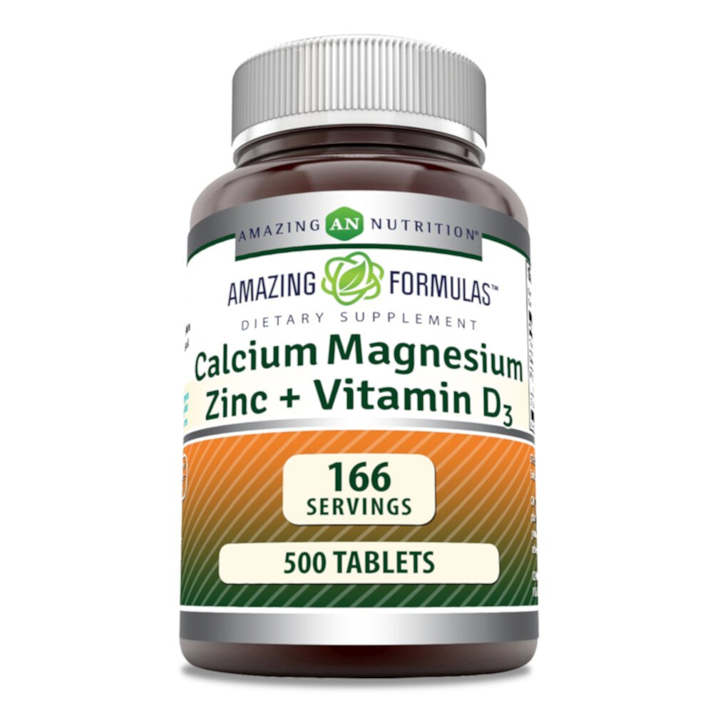 Кальций, Магний, Цинк + Витамин D3 - 500 таблеток - Amazing Nutrition Amazing Nutrition