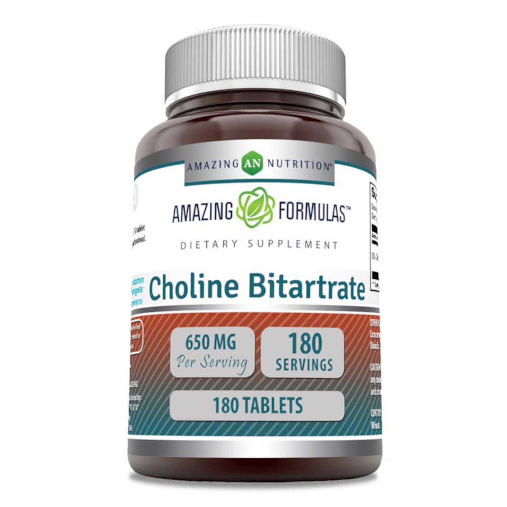 Холина битартрат — 650 мг — 180 таблеток Amazing Nutrition