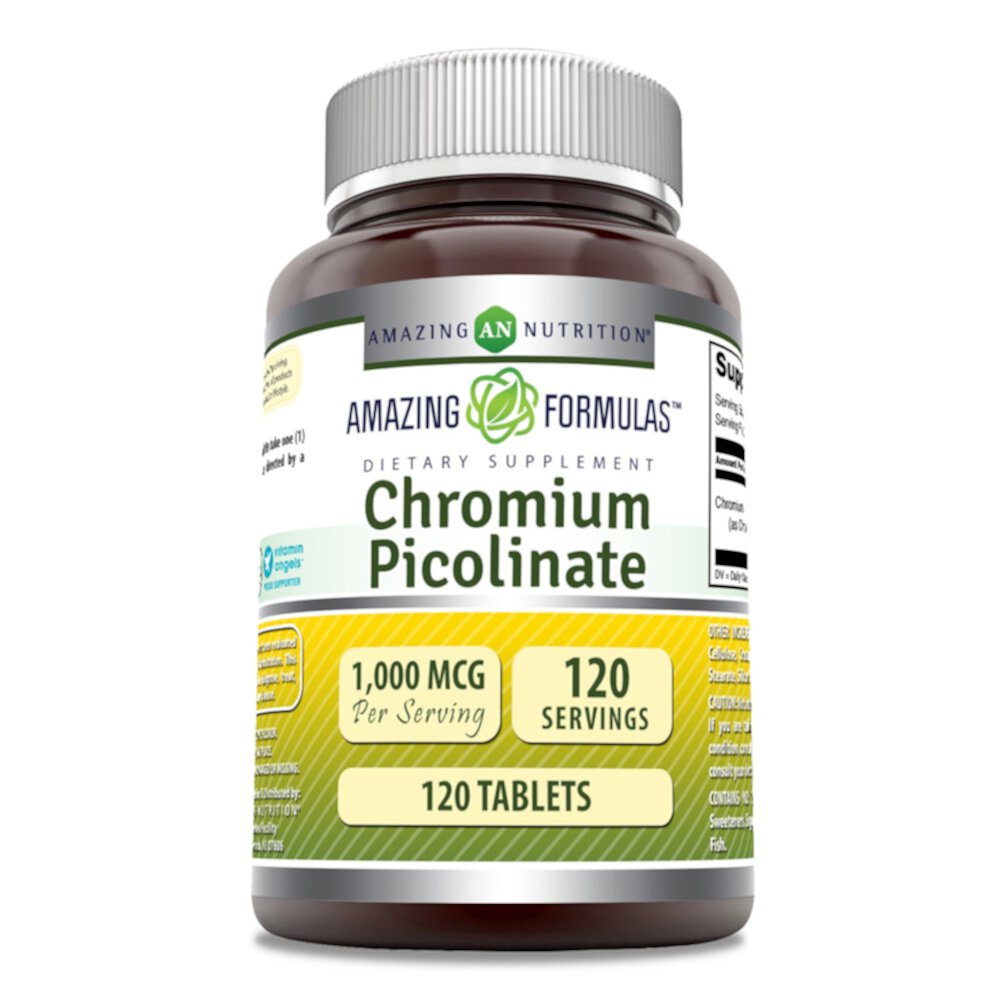 Пиколинат хрома — 1000 мкг — 120 таблеток Amazing Nutrition