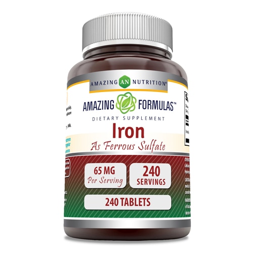 Iron as Ferrous Sulfate -- 65 mg - 240 Tablets (Таблетки) Amazing Nutrition