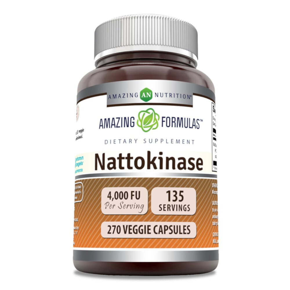 Nattokinase - 100мг - 270 растительных капсул - Amazing Nutrition Amazing Nutrition