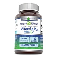 Витамин K2 MenaQ7 - 100 мкг - 120 растительных капсул - Amazing Nutrition Amazing Nutrition