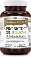 Amazing Omega Пробиотик Amazing Flora, 10 штаммов, 25 миллиардов, 60 растительных капсул Amazing Nutrition