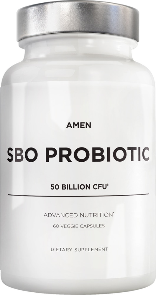 SBO Пробиотик, 50 миллиардов КОЕ, веганские мультиштаммовые пробиотики на почвенной основе и пребиотики, 60 капсул Amen