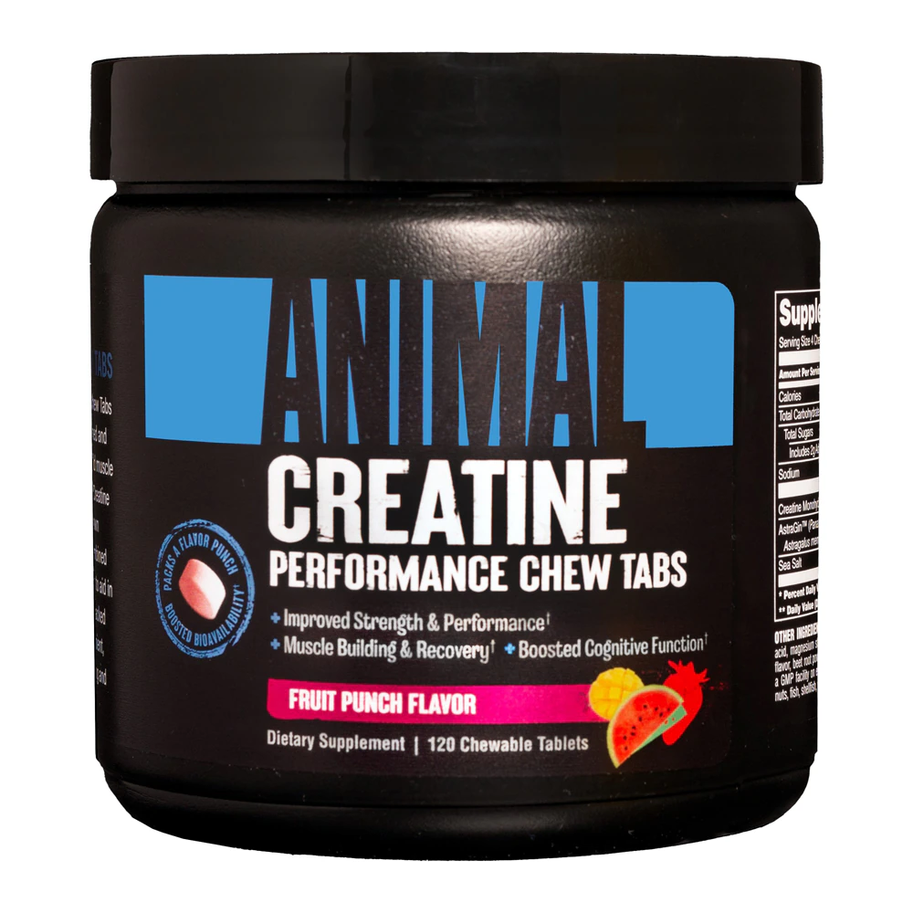 Creatine Chews Fruit Punch, 120 жевательных таблеток Animal