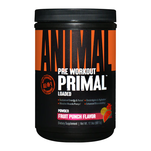 Препарат перед тренировкой Primal Powder Fruit Punch 510 г - Энергия, Сила, Выносливость Animal