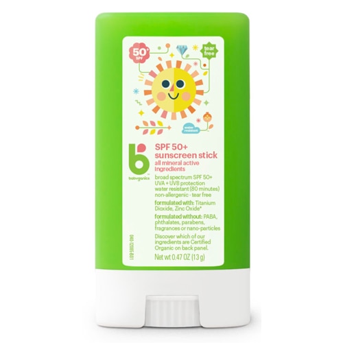 Детский солнечный крем с оксидом цинка, SPF 50, 13,3 г, гипоаллергенный Babyganics