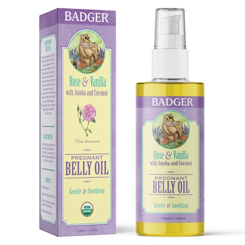 Средства от растяжек Badger Basket Organic Pregnant Belly Oil Rose & Vanilla -- 118 мл Badger Basket