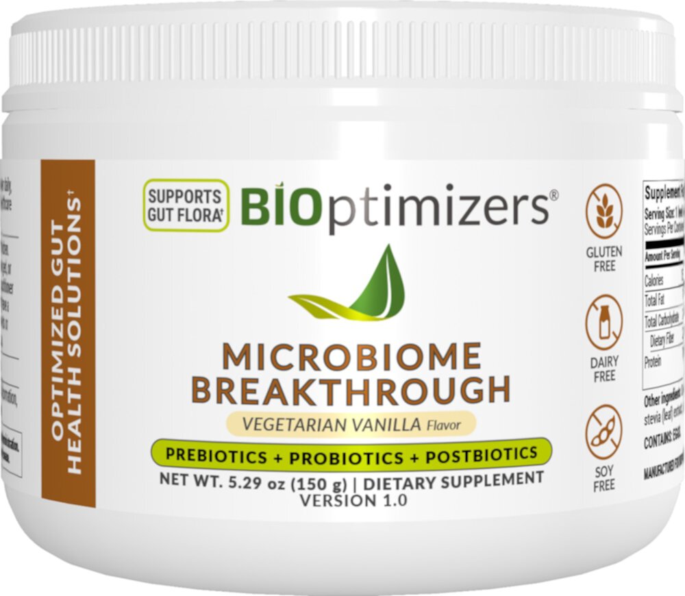 Вегетарианская ваниль с прорывом в микробиоме — 5,29 унции BIOptimizers