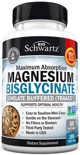 Магний Бисглицинат с Максимальным Усвоением - 180 растительных капсул - BioSchwartz BioSchwartz