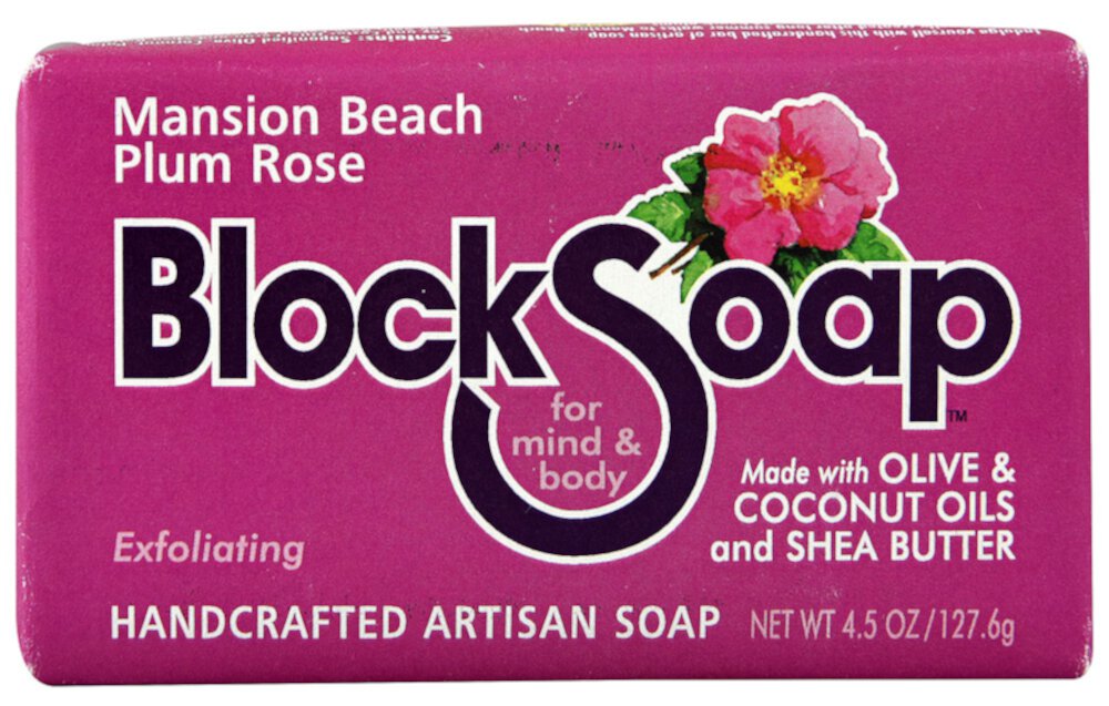 Bar Mansion Beach Сливовая роза — 4,5 унции BlockSoap